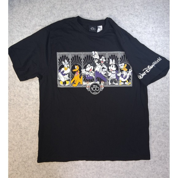 Disney Other - Disney 100 Walt Disney World T Shirt Large Black Mickey & Friends Graphic Tee